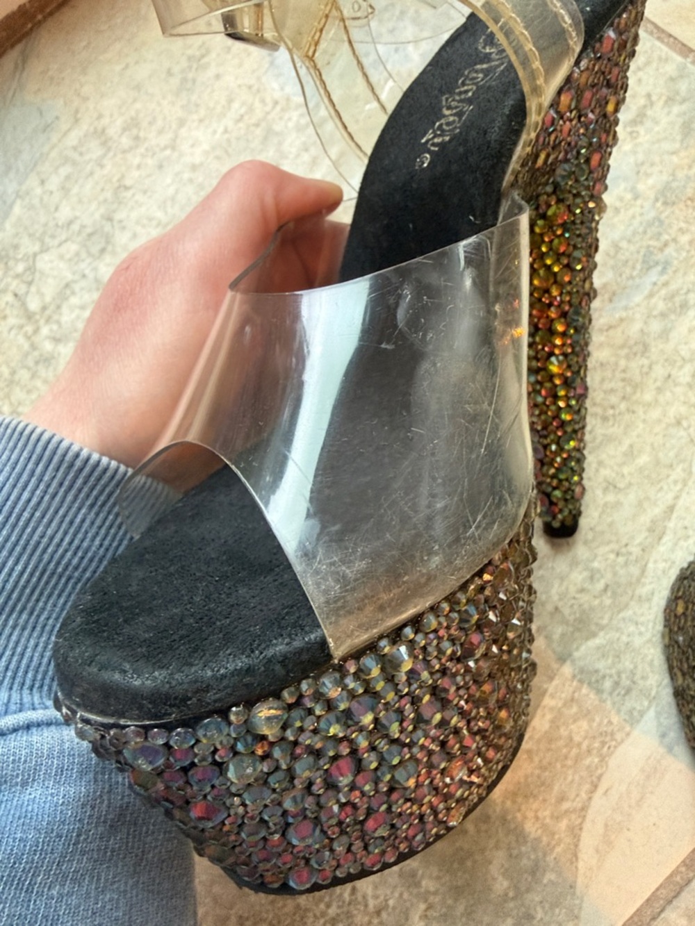Crystal Rhinestone 6.5” Pleaser heels - Picture 3 of 3